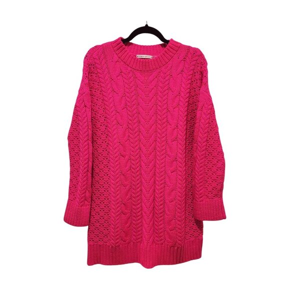 ALICE + OLIVIA Lennie Cable Mini Dress Wild Pink Long Sleeve Medium M - Picture 2 of 9